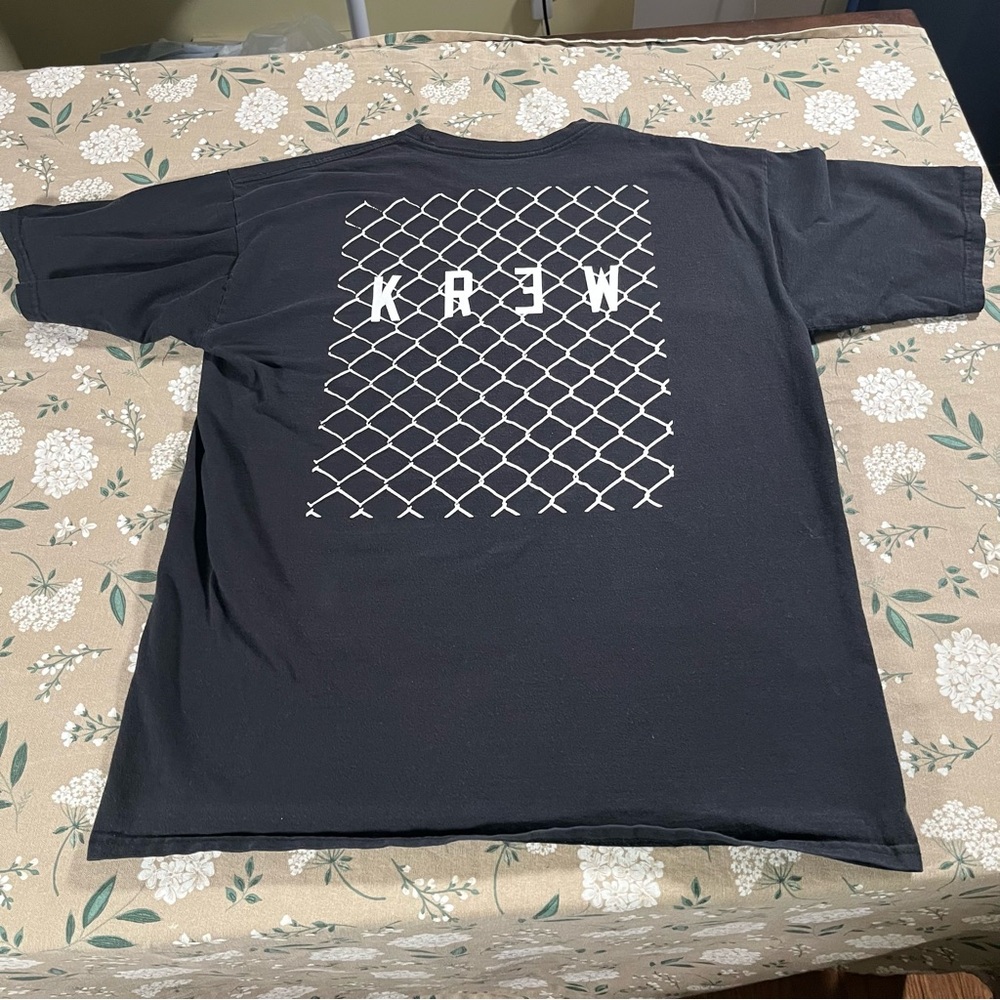 Vintage Krew Skateboarding Shirt Large Black Double Sided Y2K Skate Punk